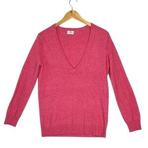Wallace Sweater Melange Pink Long Sleeve V-Neck Wool Rabbit Cashmere Sz S